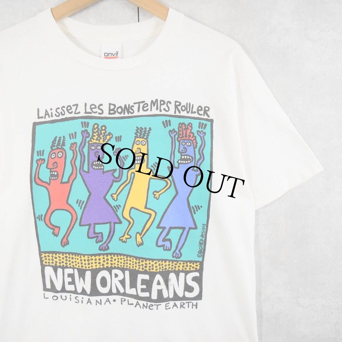 画像1: 90's BIG HED "NEW ORLEANS" アートプリントTシャツ M (1)
