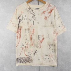 画像1: 90's Michelangelo USA製 アート柄 マルチプリントTシャツ L (1)