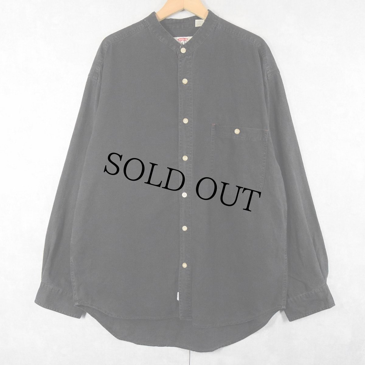 画像1: 90's ON THE BRINK バンドカラー シルク×コットンシャツ BLACK XL (1)