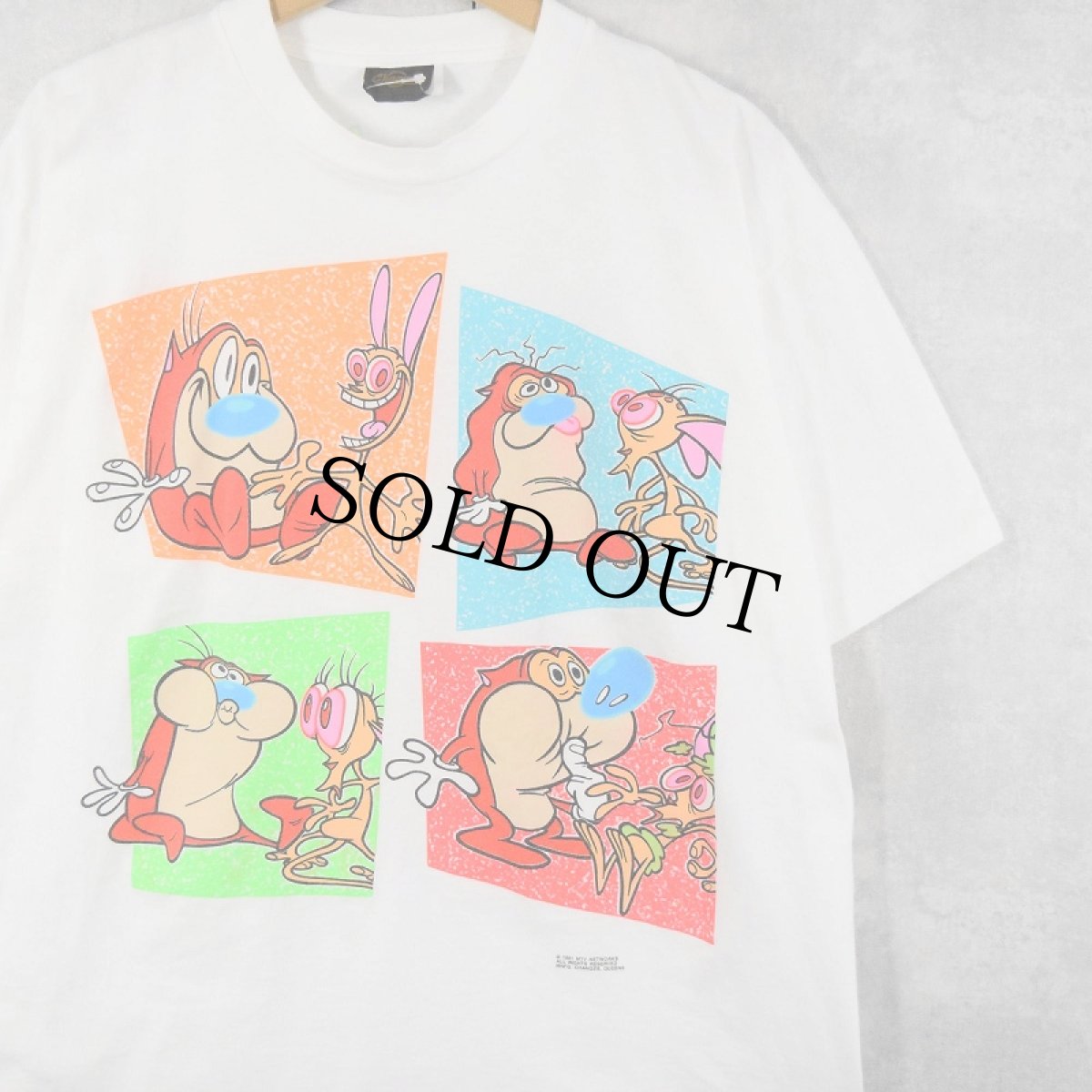 画像1: The Ren and Stimpy Show USA製 ニコロデオン キャラクタープリントTシャツ L (1)