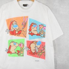 画像1: The Ren and Stimpy Show USA製 ニコロデオン キャラクタープリントTシャツ L (1)