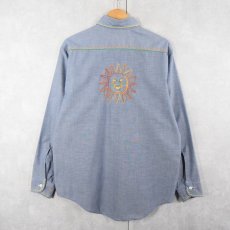 画像2: 70's JCPenney BIGMAC ハンド刺繍 シャンブレーシャツ M (2)