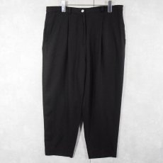 画像1: Talbots レーヨン×リネン スラックス BLACK W34 (1)
