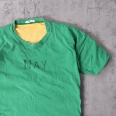 画像1: 70's RUSSELL ATHLETIC USA製 "NAY" ハンドペイント ダブルフェイス リバーシブルTシャツ M (1)