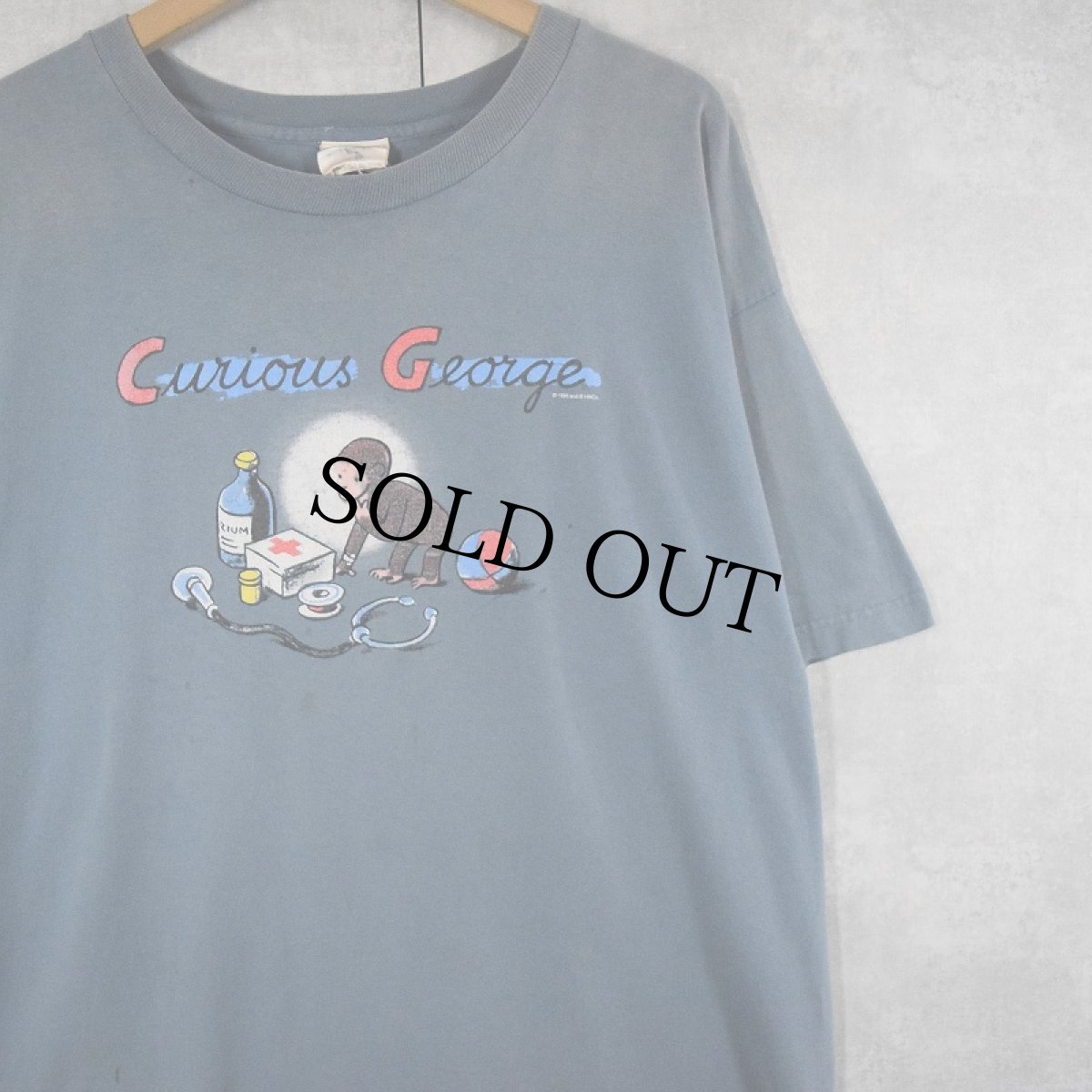 画像1: 90's Curious George USA製 キャラクタープリントTシャツ XL (1)