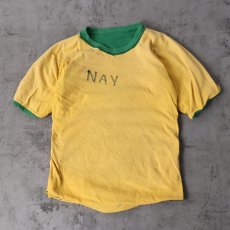 画像2: 70's RUSSELL ATHLETIC USA製 "NAY" ハンドペイント ダブルフェイス リバーシブルTシャツ M (2)