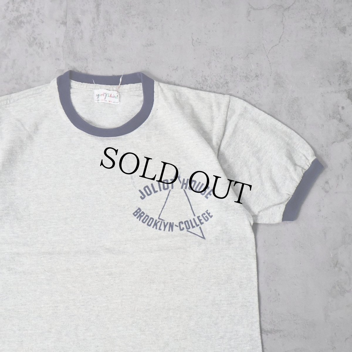 画像1: 60's〜 sporTshirt "JOLIOT HOUSE BROOKLYN COLLEGE" プリントリンガーTシャツ (1)