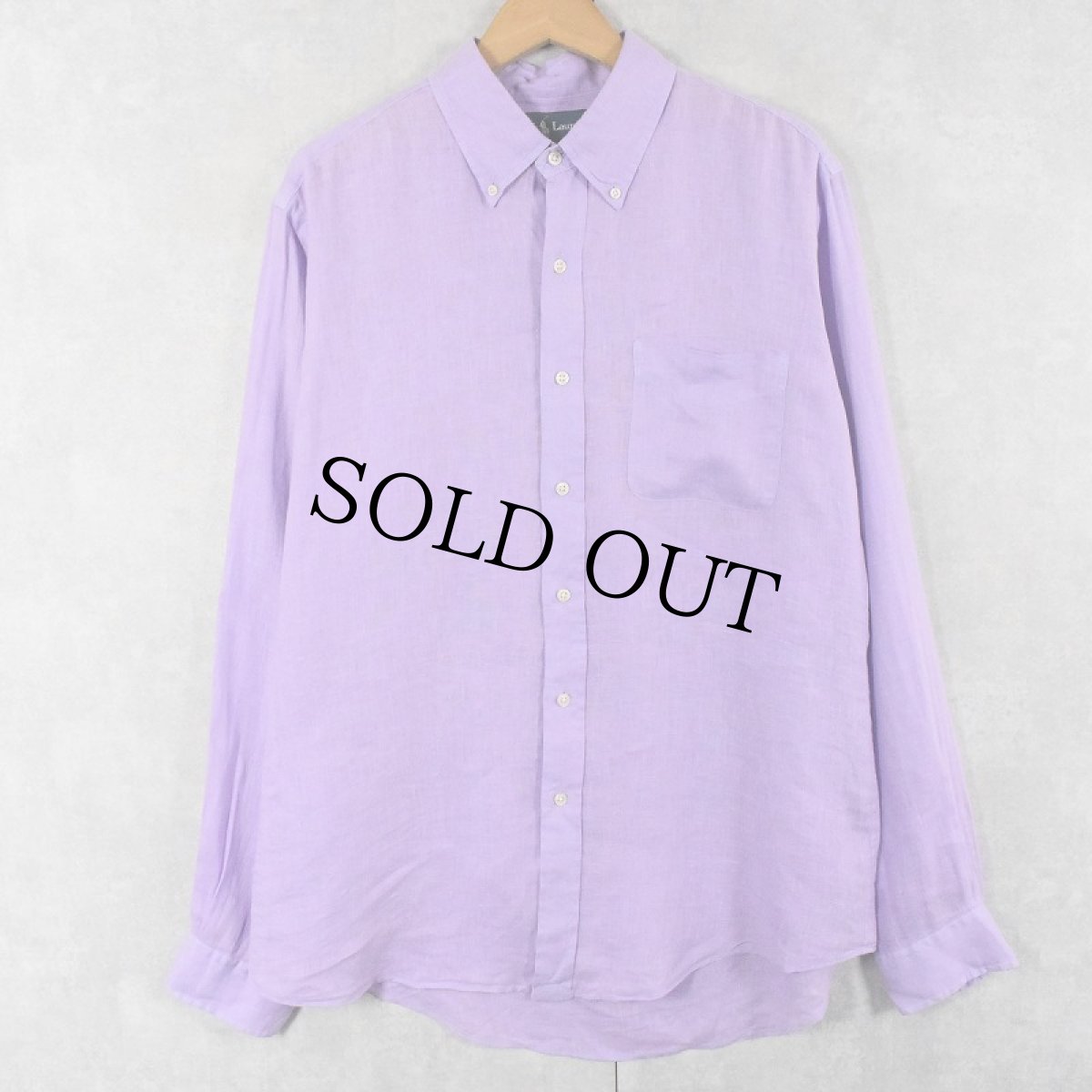 画像1: Ralph Lauren "CUSTOM FIT" 3点留め リネンボタンダウンシャツ L (1)