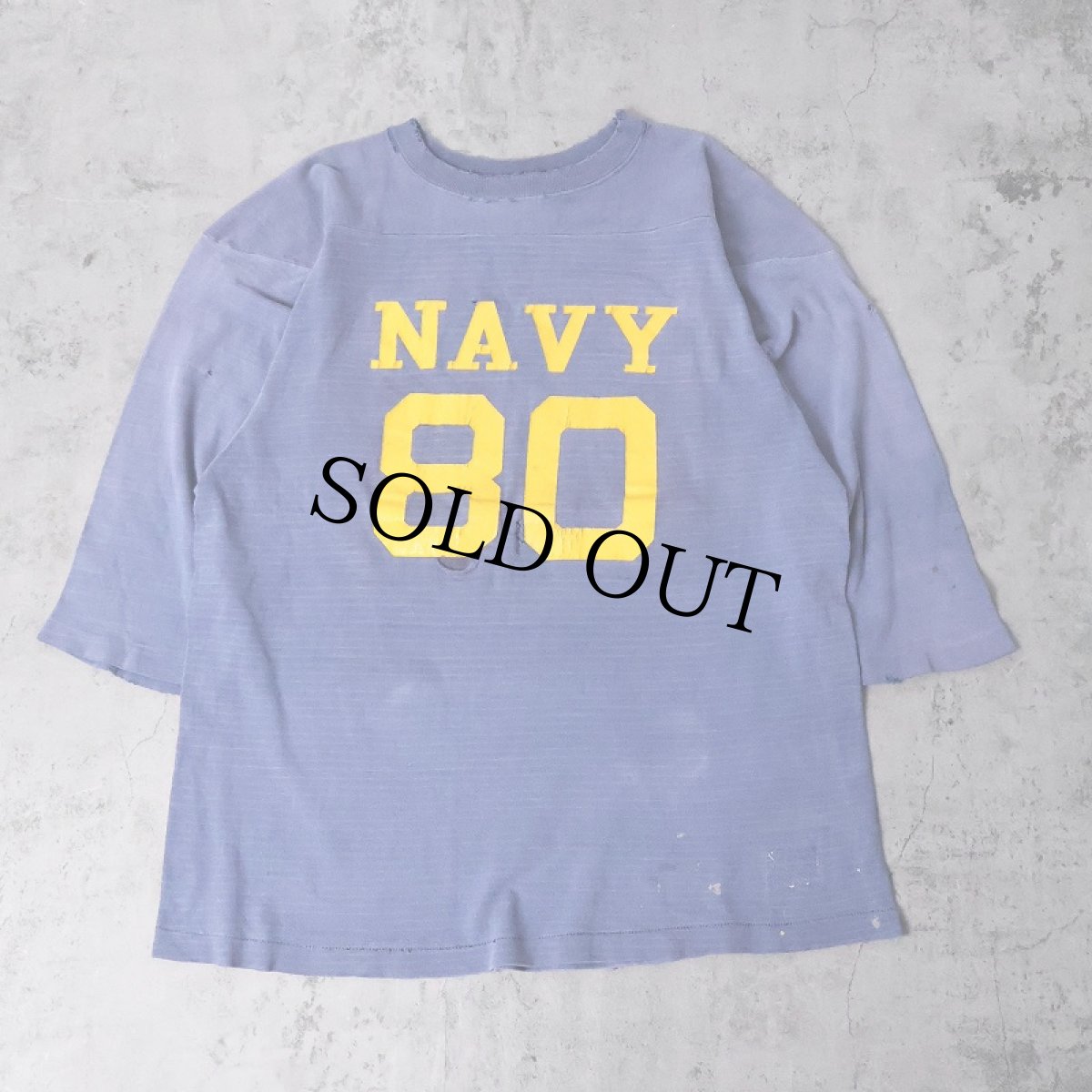 画像1: 70〜80's Champion バータグ USA製 "NAVY 80" ラバープリントフットボールTシャツ L (1)