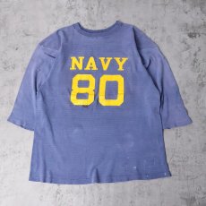 画像1: 70〜80's Champion バータグ USA製 "NAVY 80" ラバープリントフットボールTシャツ L (1)
