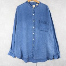 画像1: GAP バンドカラー インディゴリネンシャツ XL (1)