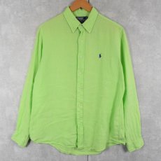 画像1: POLO Ralph Lauren "Custom Fit" リネンボタンダウンシャツ L (1)
