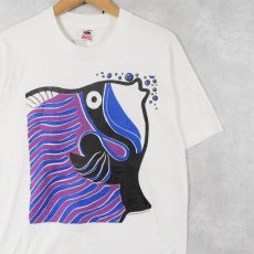 画像1: 90's USA製 魚イラストプリントTシャツ L (1)