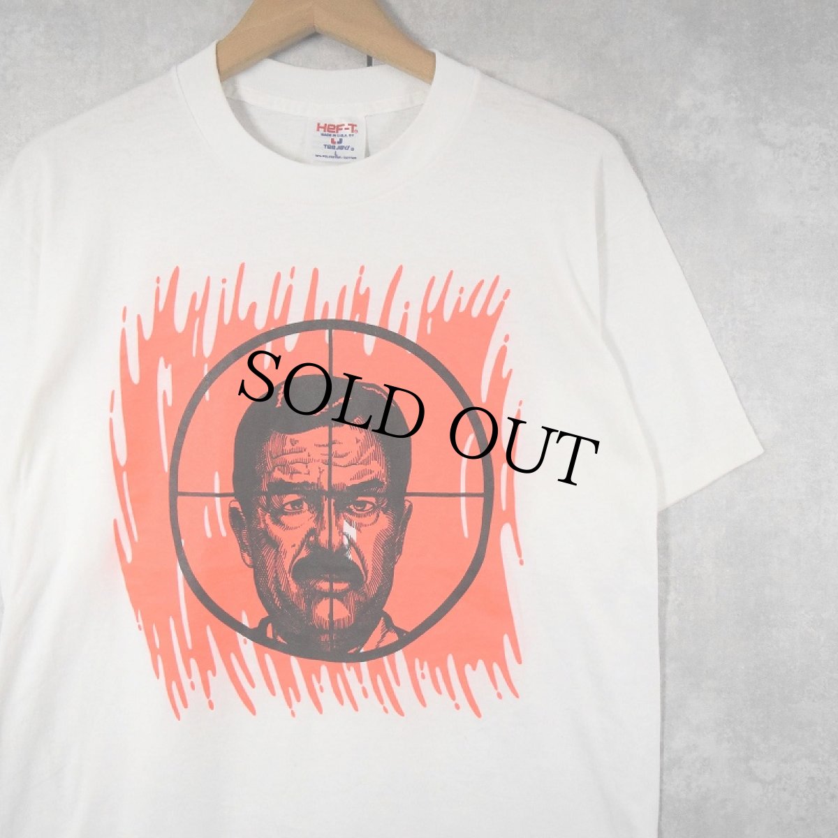 画像1: 90's Saddam Hussein USA製 イラク共和国元大統領プリントTシャツ L (1)