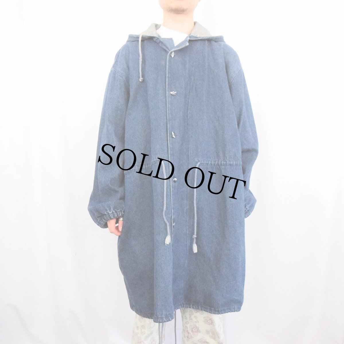 画像2: 80〜90's モッズコートタイプ デニムパーカー M (2)