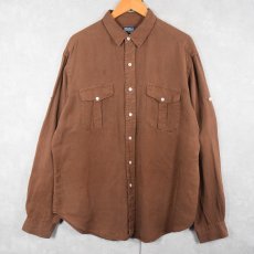画像1: POLO Ralph Lauren シルク×リネン サファリシャツ XL (1)