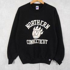 画像1: 90's RUSSELL ATHLETIC USA製 "NORTHERN CONNECTICUT" プリントスウェット BLACK M (1)
