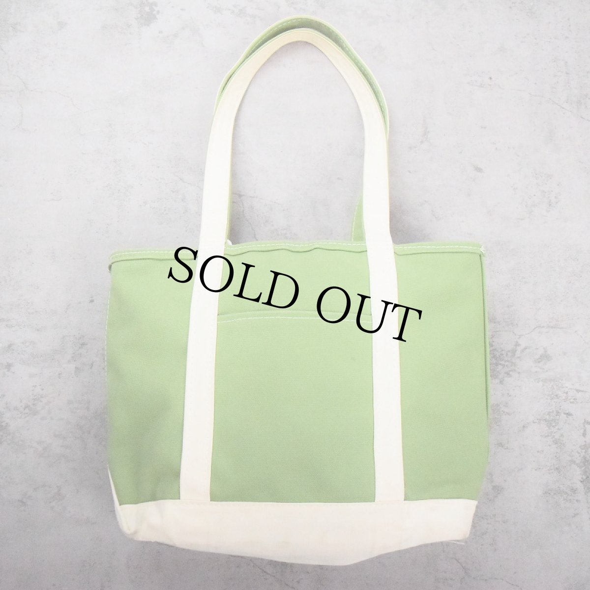 画像1: 90's L.L.Bean USA製 "BOAT AND TOTE" ジップトップキャンバストートバッグ LIGHT GREEN×WHITE (1)
