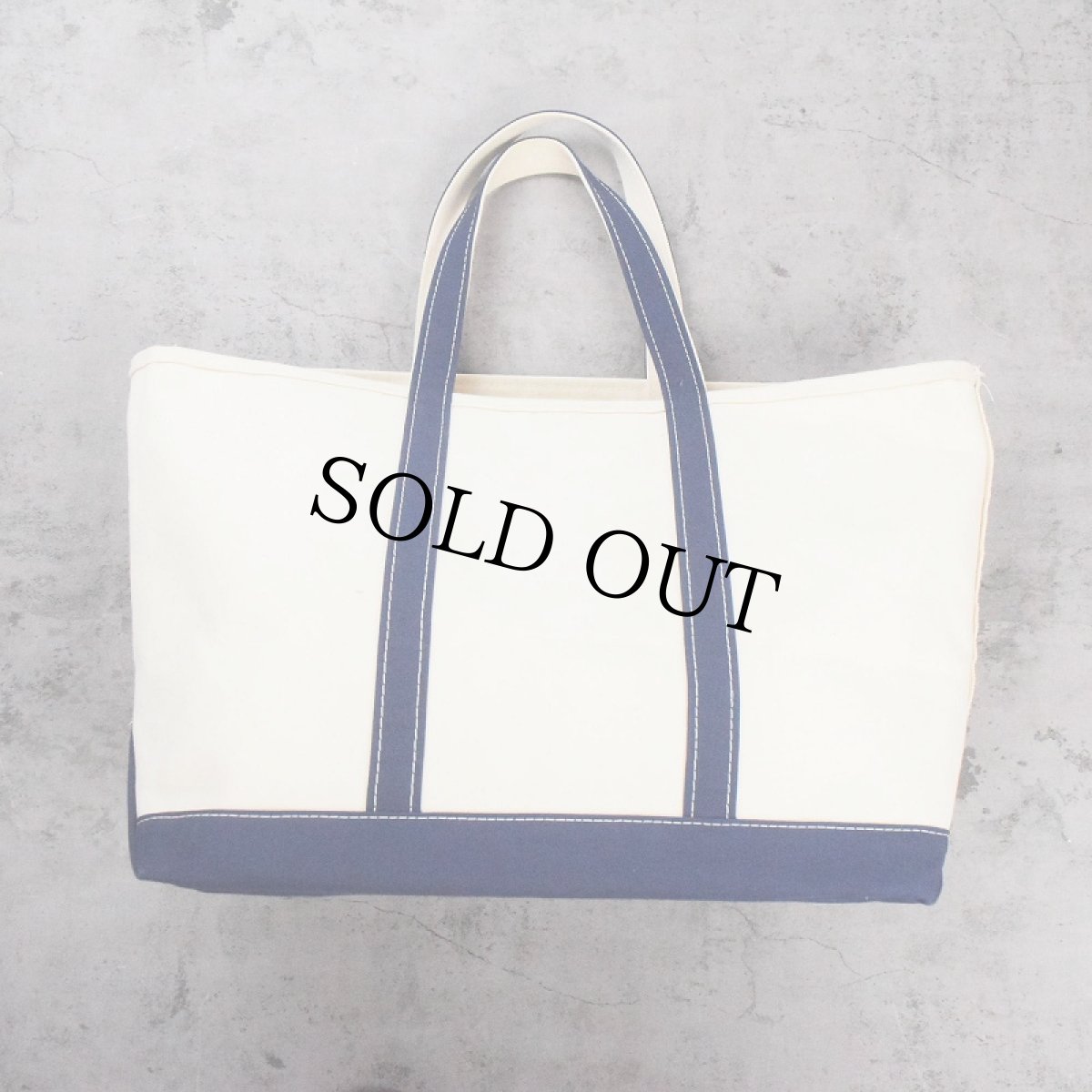 画像1: 90's L.L.Bean USA製 "BOAT AND TOTE" キャンバストートバッグ WHITE×NAVY (1)