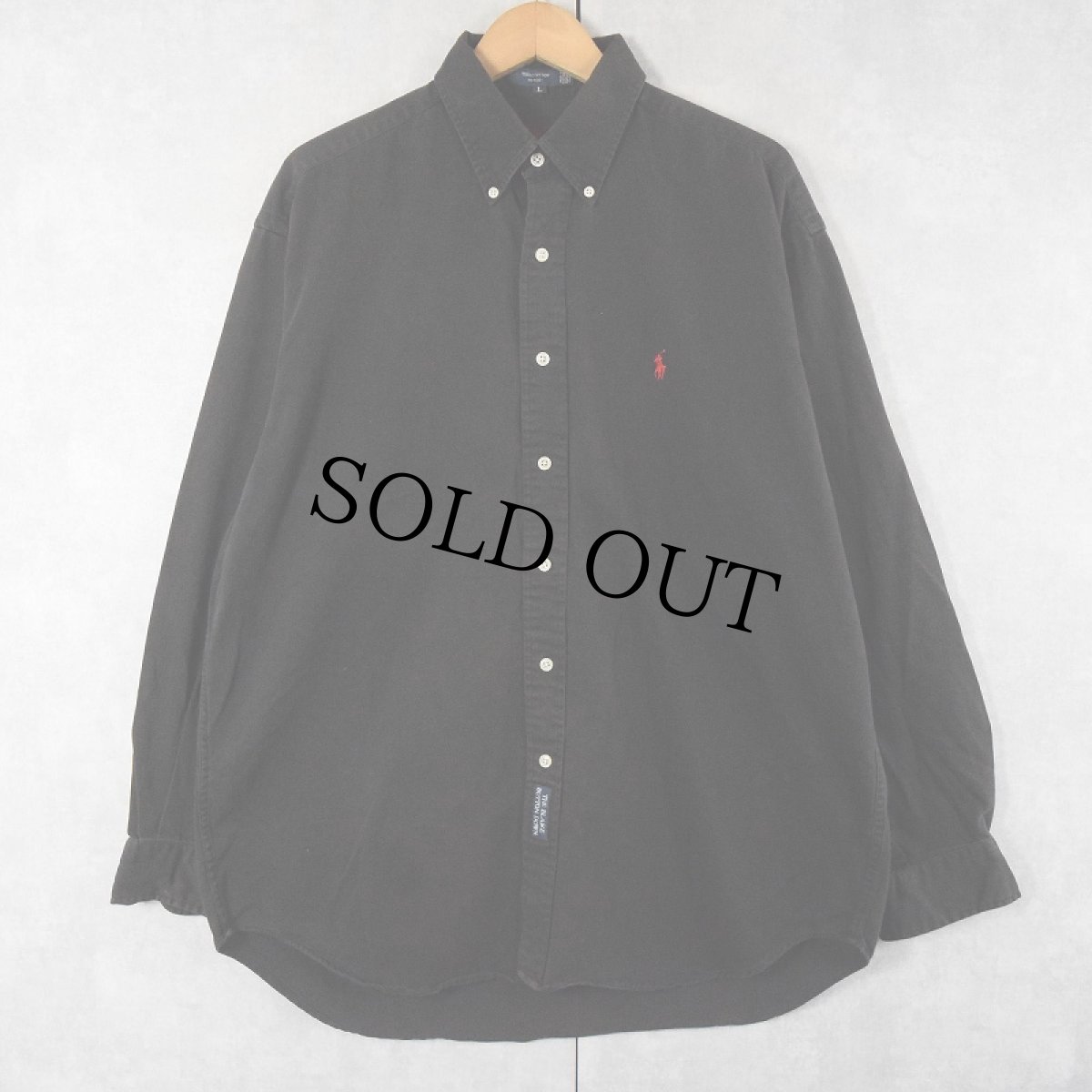 画像1: Ralph Lauren コットンボタンダウンシャツ BLACK L (1)