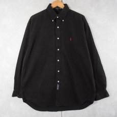 画像1: Ralph Lauren コットンボタンダウンシャツ BLACK L (1)