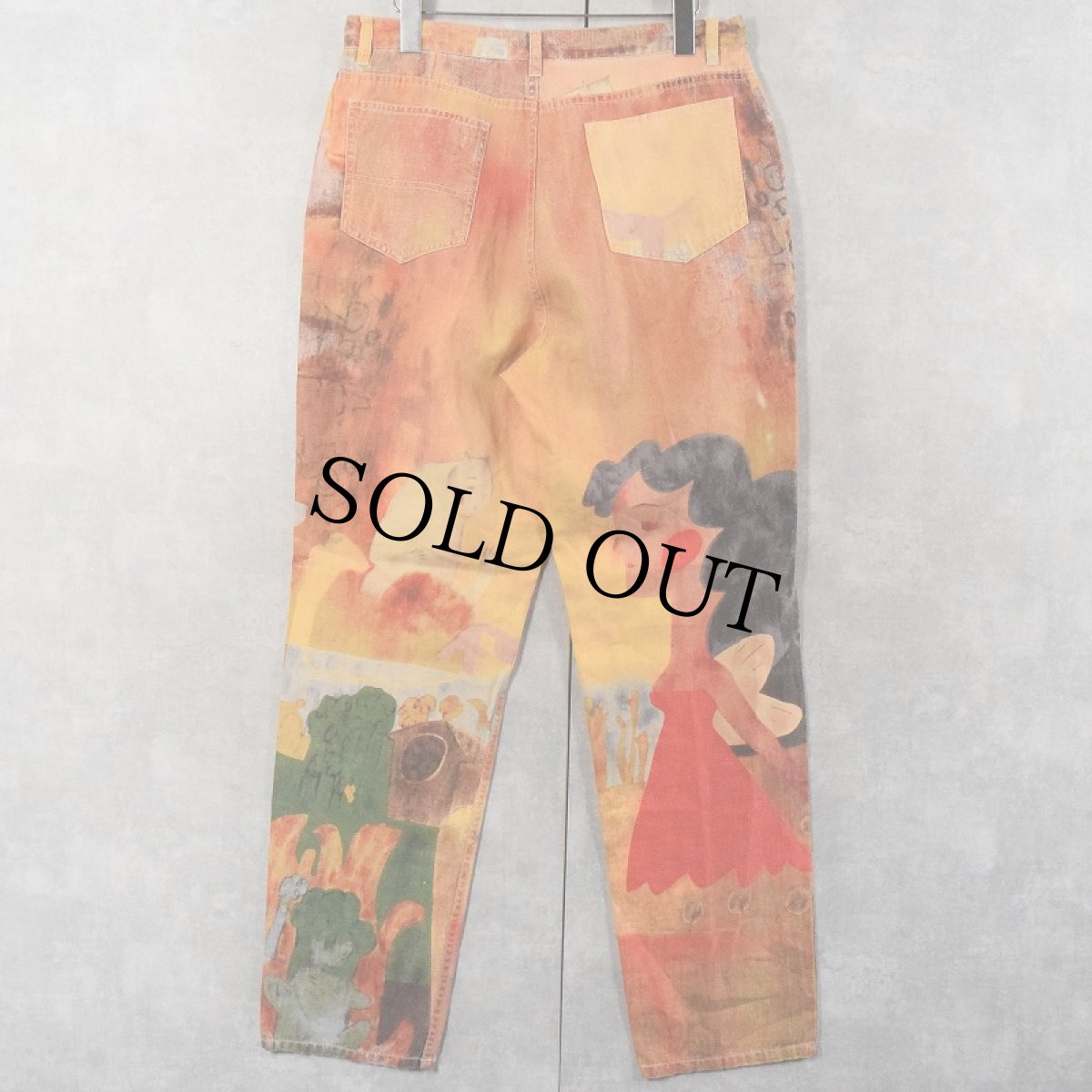 画像2: CHICO'S DESIGN アート柄 リネン×コットンパンツ W31 (2)