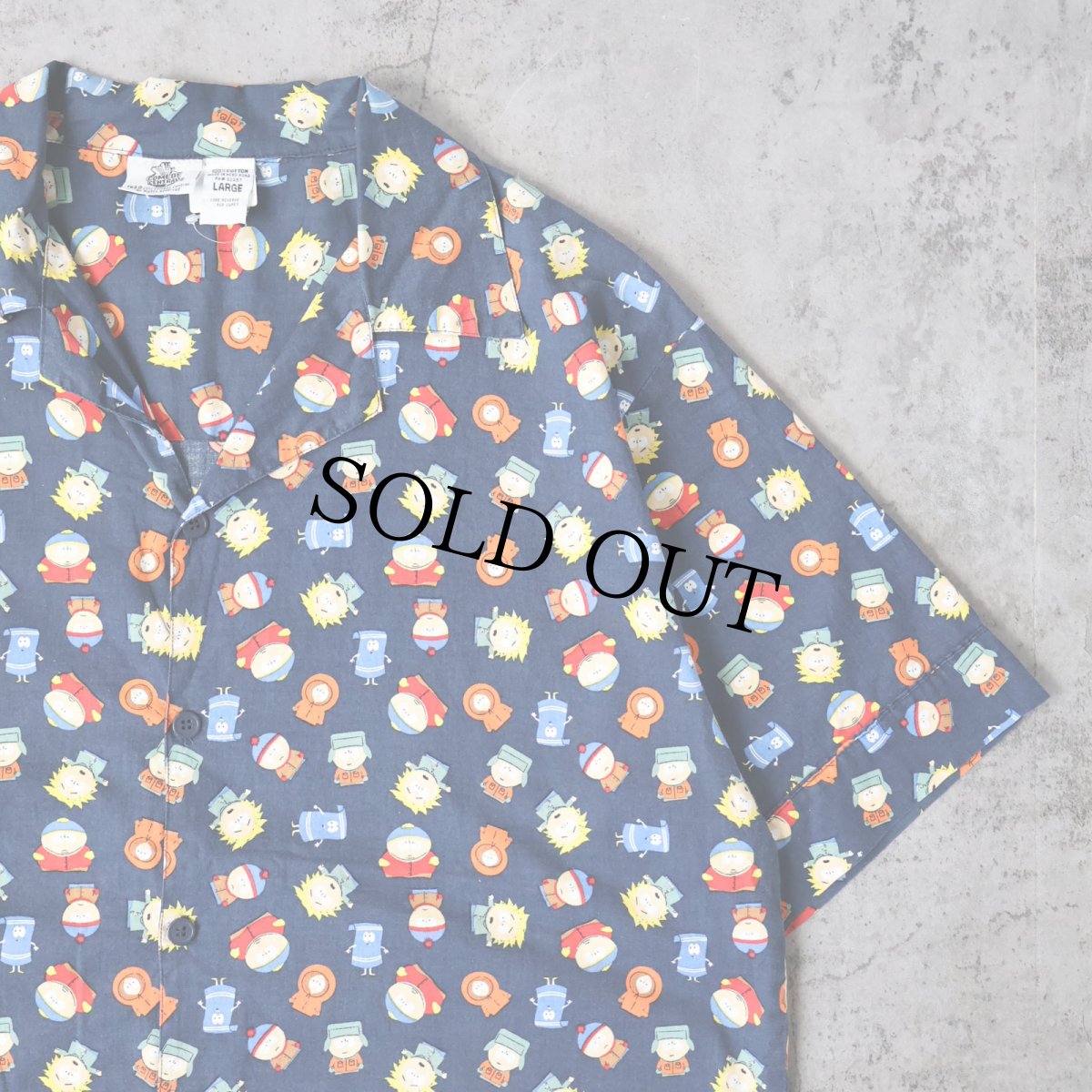 画像1: 2000's SOUTH PARK キャラクター総柄 コットンオープンカラーシャツ L (1)