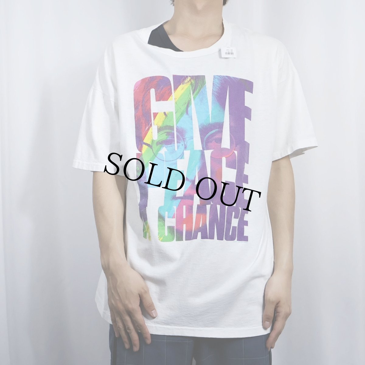 画像2: 90's JOHN LENNON USA製 "GIVE PEACE A CHANCE" ミュージシャンTシャツ XL (2)