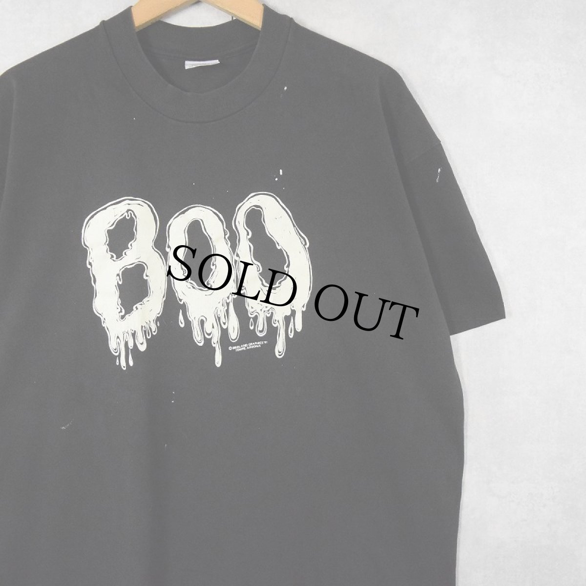 画像1: 90's USA製 "BOO" 蓄光プリントTシャツ BLACK XL (1)