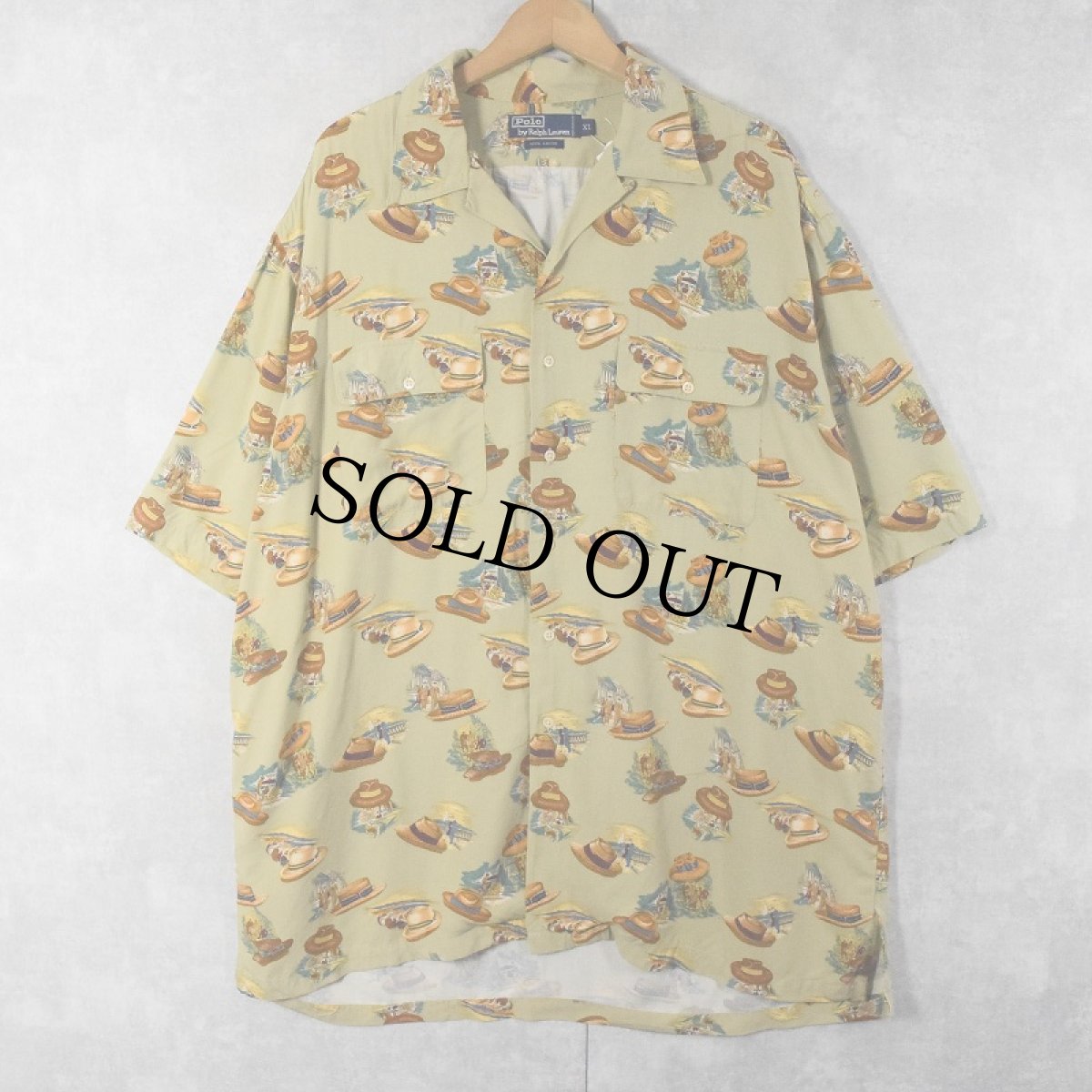 画像1: 90's POLO Ralph Lauren オールオーバーパターン レーヨンアロハシャツ XL (1)