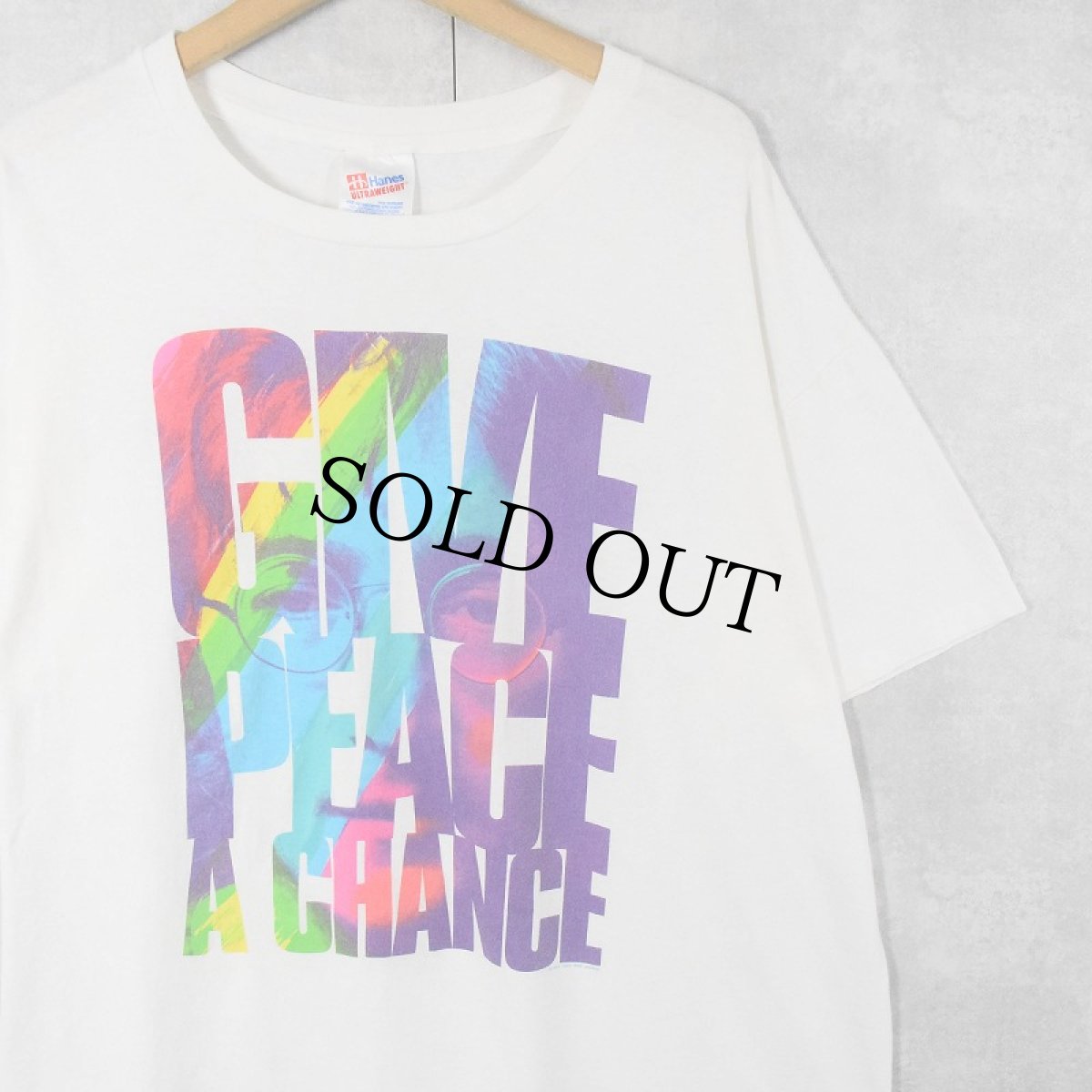 画像1: 90's JOHN LENNON USA製 "GIVE PEACE A CHANCE" ミュージシャンTシャツ XL (1)