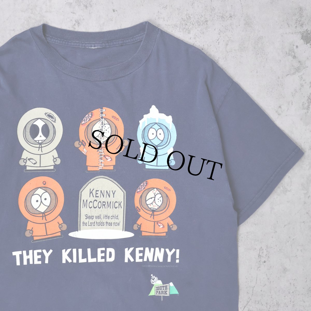 画像1: 90's SOUTH PARK "THEY KILLED KENNY!" キャラクタープリントTシャツ NAVY (1)