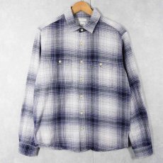 画像1: 2000's GAP オンブレーチェック柄 ライトネルシャツ M (1)