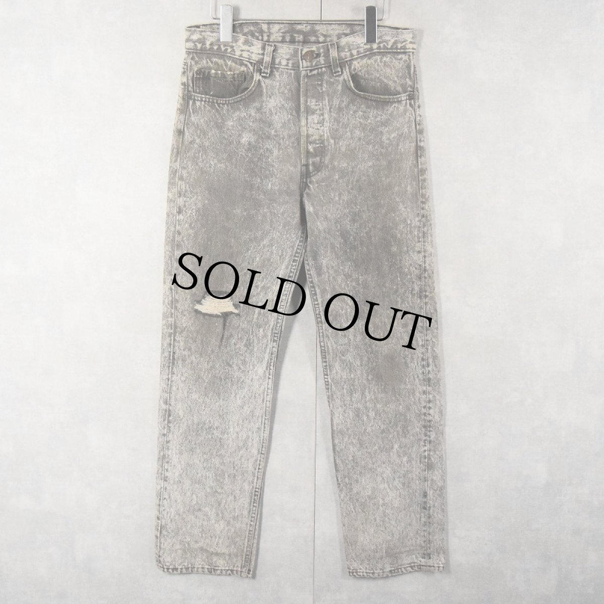 画像1: 90's Levi's USA製 501 ケミカルウォッシュ ブラックデニムパンツ W31 (1)