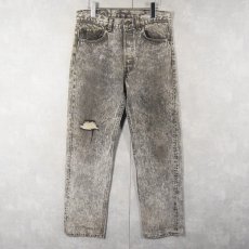 画像1: 90's Levi's USA製 501 ケミカルウォッシュ ブラックデニムパンツ W31 (1)