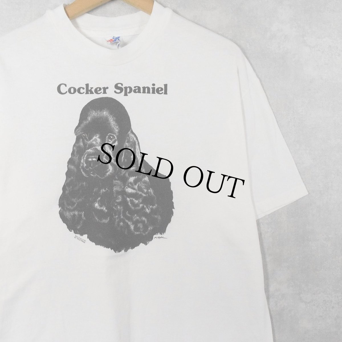 画像1: 90's USA製 "Cocker Spaniel" 犬プリントTシャツ L (1)
