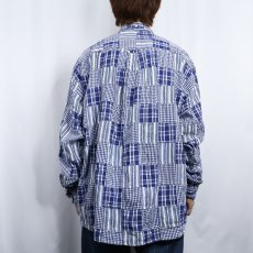 画像3: 90's CONTEXT ストライプ柄×チェック柄 パッチワーク コットンボタンダウンシャツ (3)