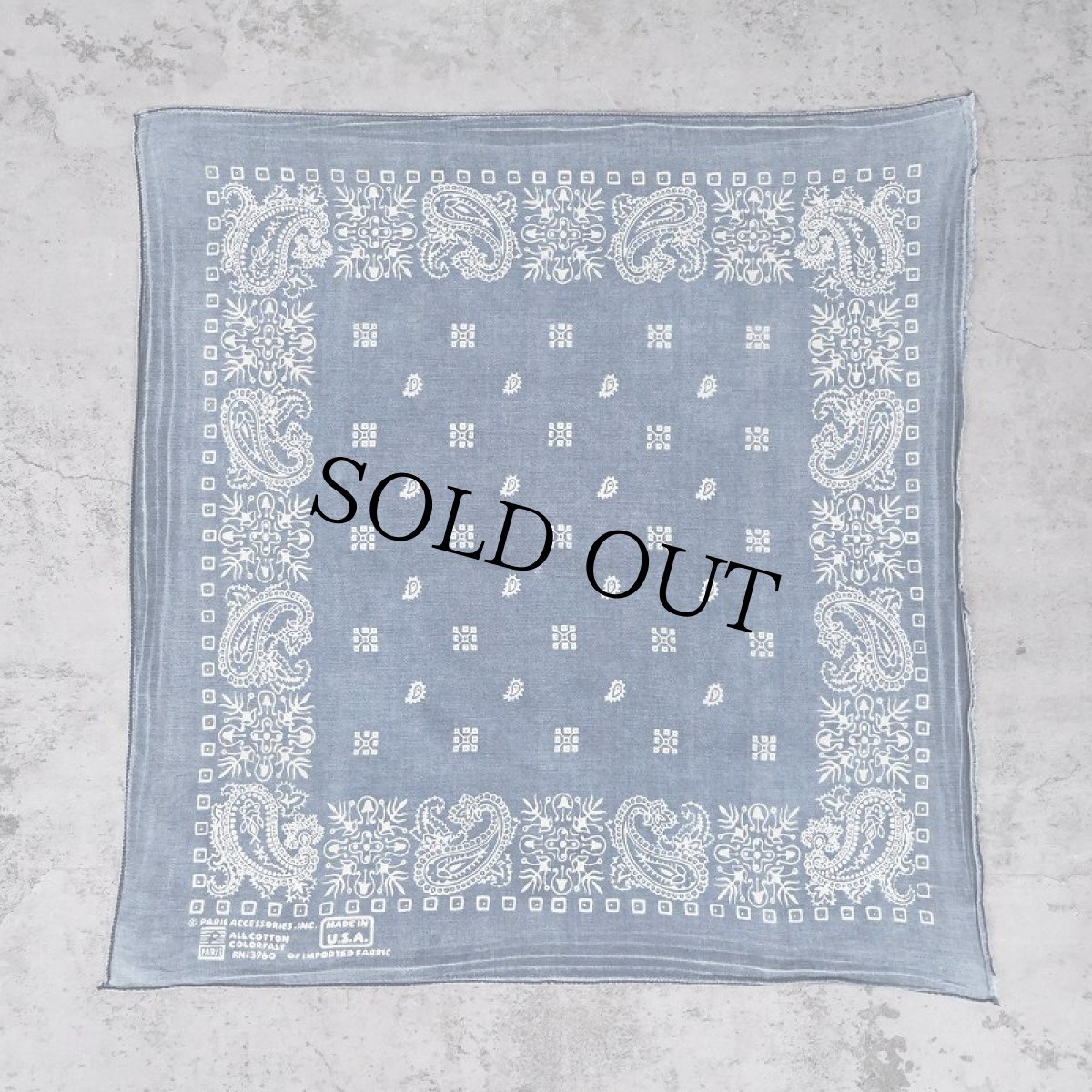 画像2: 80's PARIS ACCESSORIES,INC. USA製 バンダナ NAVY (2)