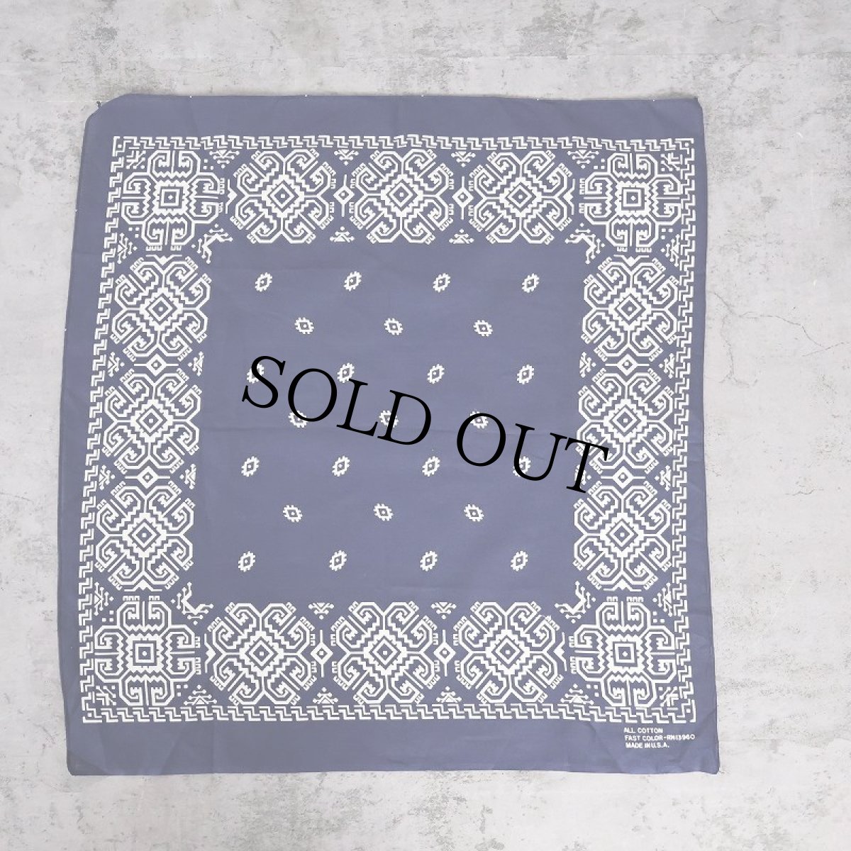 画像2: 70's FAST COLOR USA製 総柄 バンダナ NAVY (2)