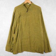 画像1: NEPAL製 マオカラー コットンデザインシャツ XL (1)