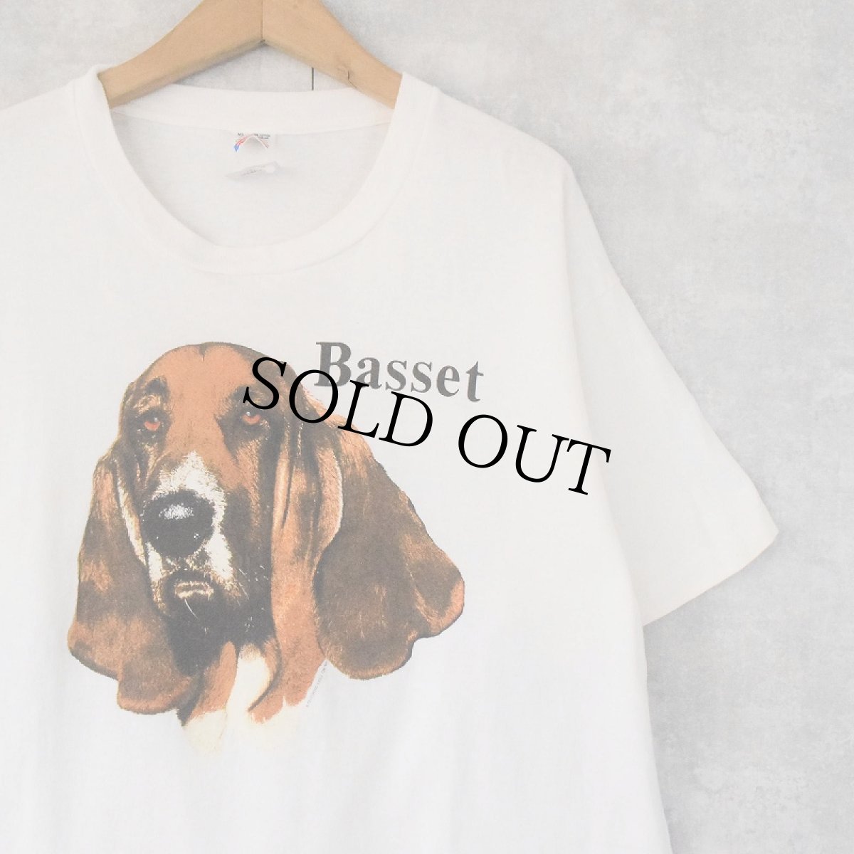 画像1: 90's USA製 "Basset" 犬プリントTシャツ XL (1)