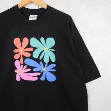 画像1: フラワープリントTシャツ BLACK 2XL (1)
