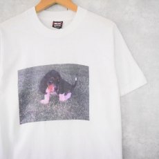 画像1: 90's USA製 犬 フォトプリントTシャツ M (1)