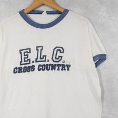 画像1: 〜80's ”E.L.C CROSS COUNTRY" プリントリンガーTシャツ L (1)