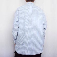 画像3: Ralph Lauren "BLAKE" ロゴ刺繍 ストライプ柄 リネンボタンダウンシャツ M (3)