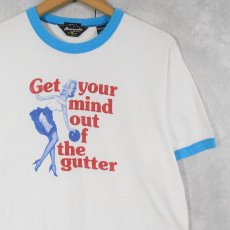 画像1: 〜80’ ABERCROMBIE&FITCH ”Get your mind..." プリントリンガーTシャツ L (1)