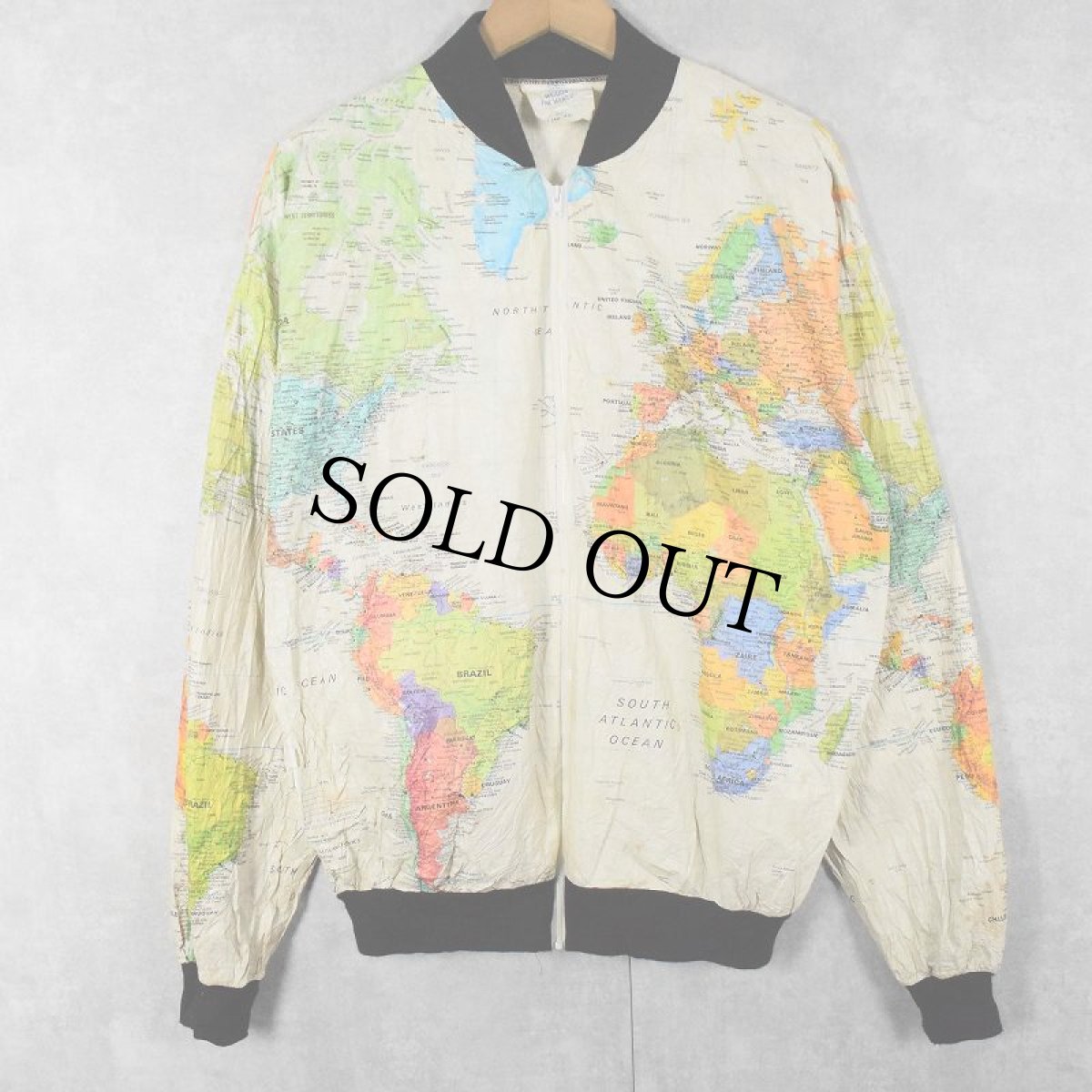 画像1: 80's WEARIN THE WORLD マップ柄 ペーパージャケット L (1)