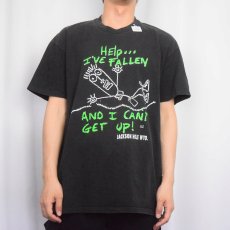 画像2: 90's ”Help...I've FALLEN…"＆Jackson Hole WYO. USA製 プリントTシャツ BLACK XL (2)