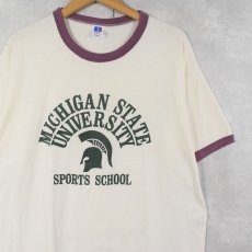 画像1: 80's RUSSELL ATHLETIC USA製 ”MICHIGAN STATE UNIVERSITY" カレッジプリントリンガーTシャツ XL (1)