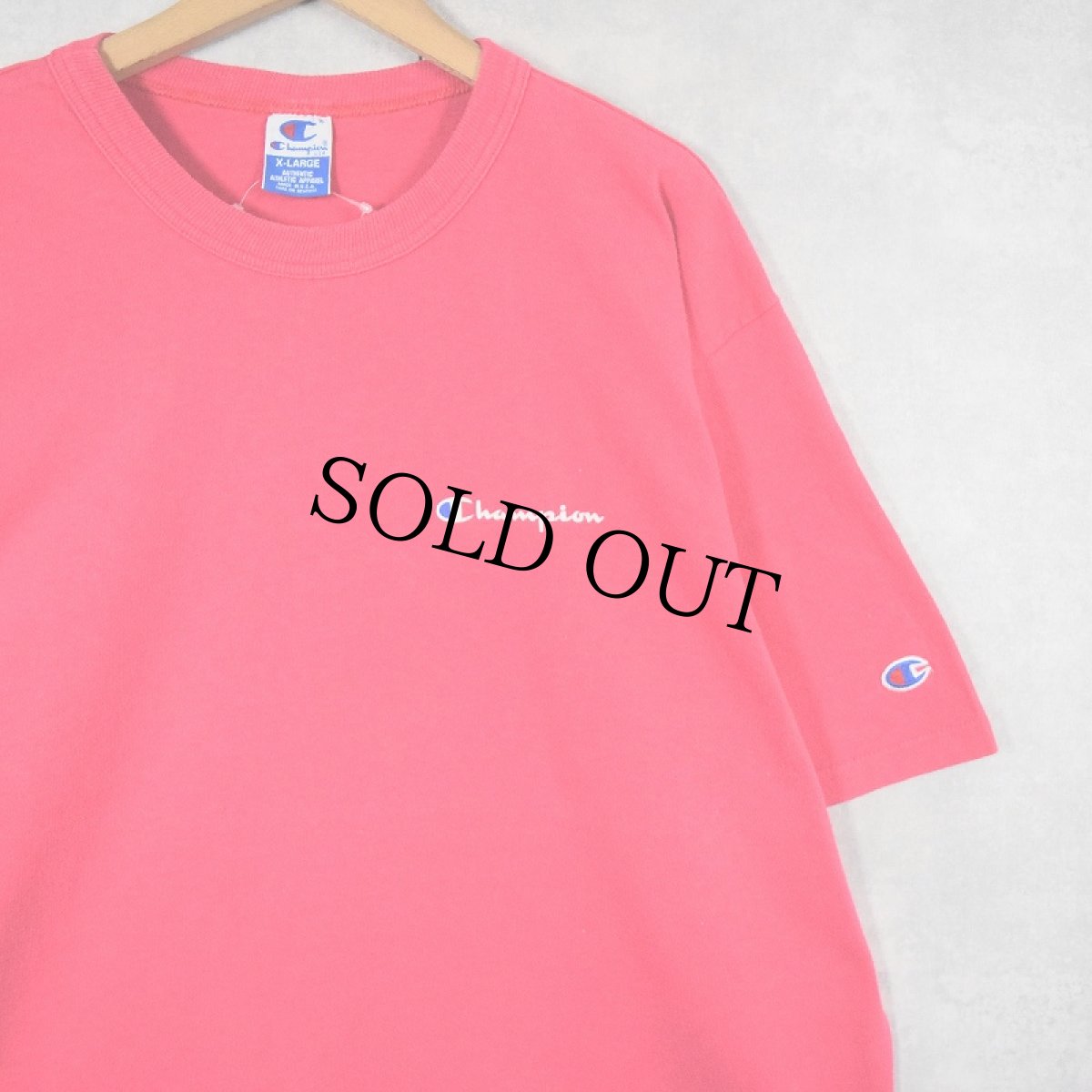 画像1: 80〜90's Champion USA製 青刺繍タグ ロゴプリントTシャツ XL (1)
